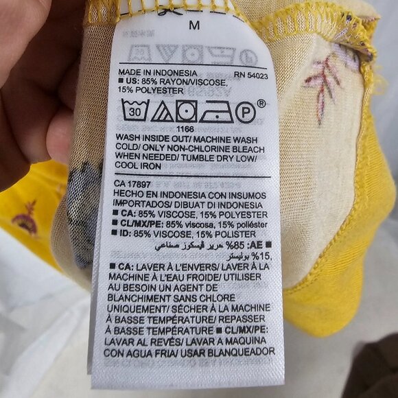 Old Navy Mustard Yellow Floral Boho Dress Festival Peasant M - Picture 11 of 12